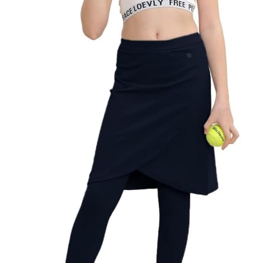 Amazon Blue Knee-Length Wrap Skort for Casual Wear